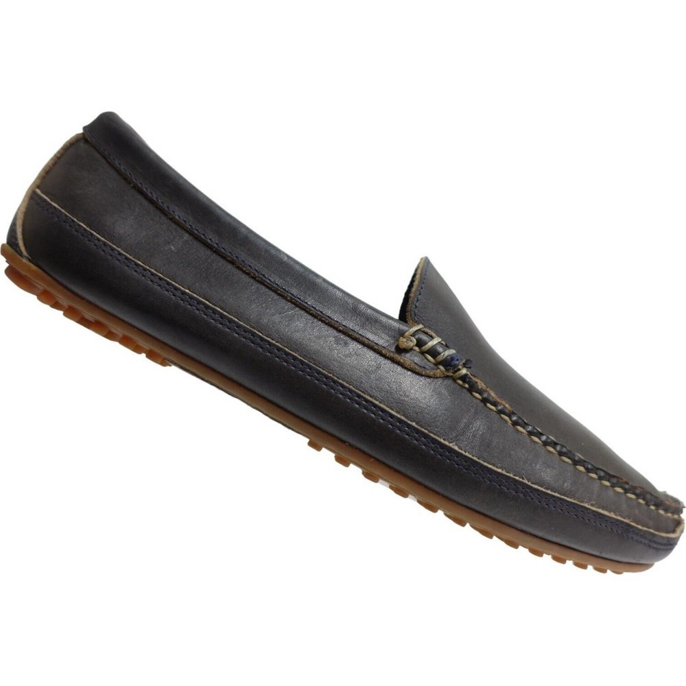 ALLEN EDMONDS Men Loafers Interstate 90 Navy Blue 12 D Driving Moccasins Leather